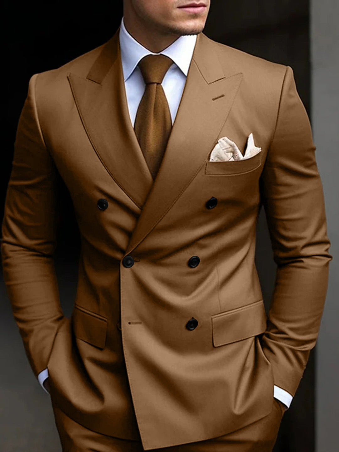 Double-Breasted Two-Piece Suit Set
