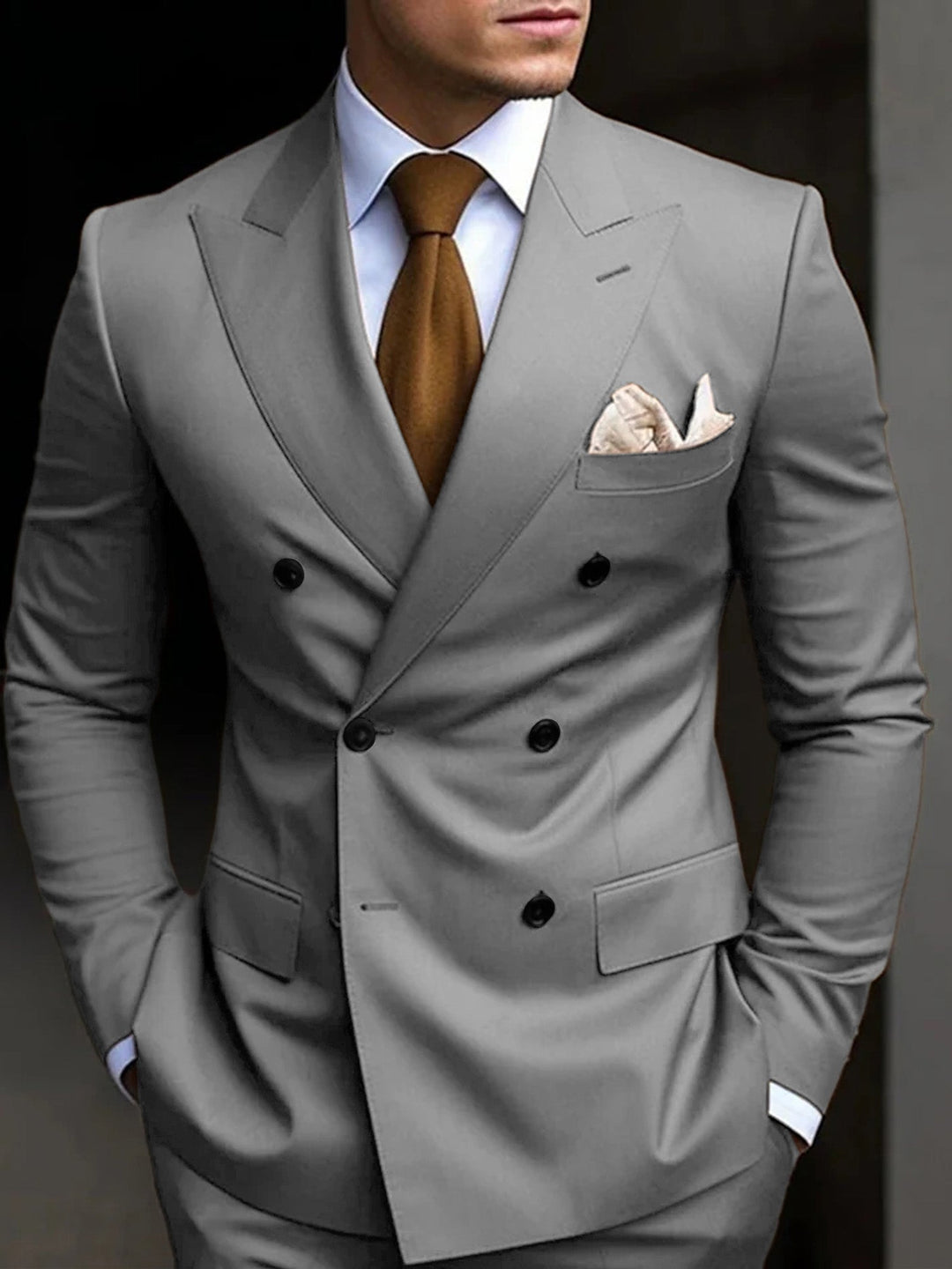 Double-Breasted Two-Piece Suit Set