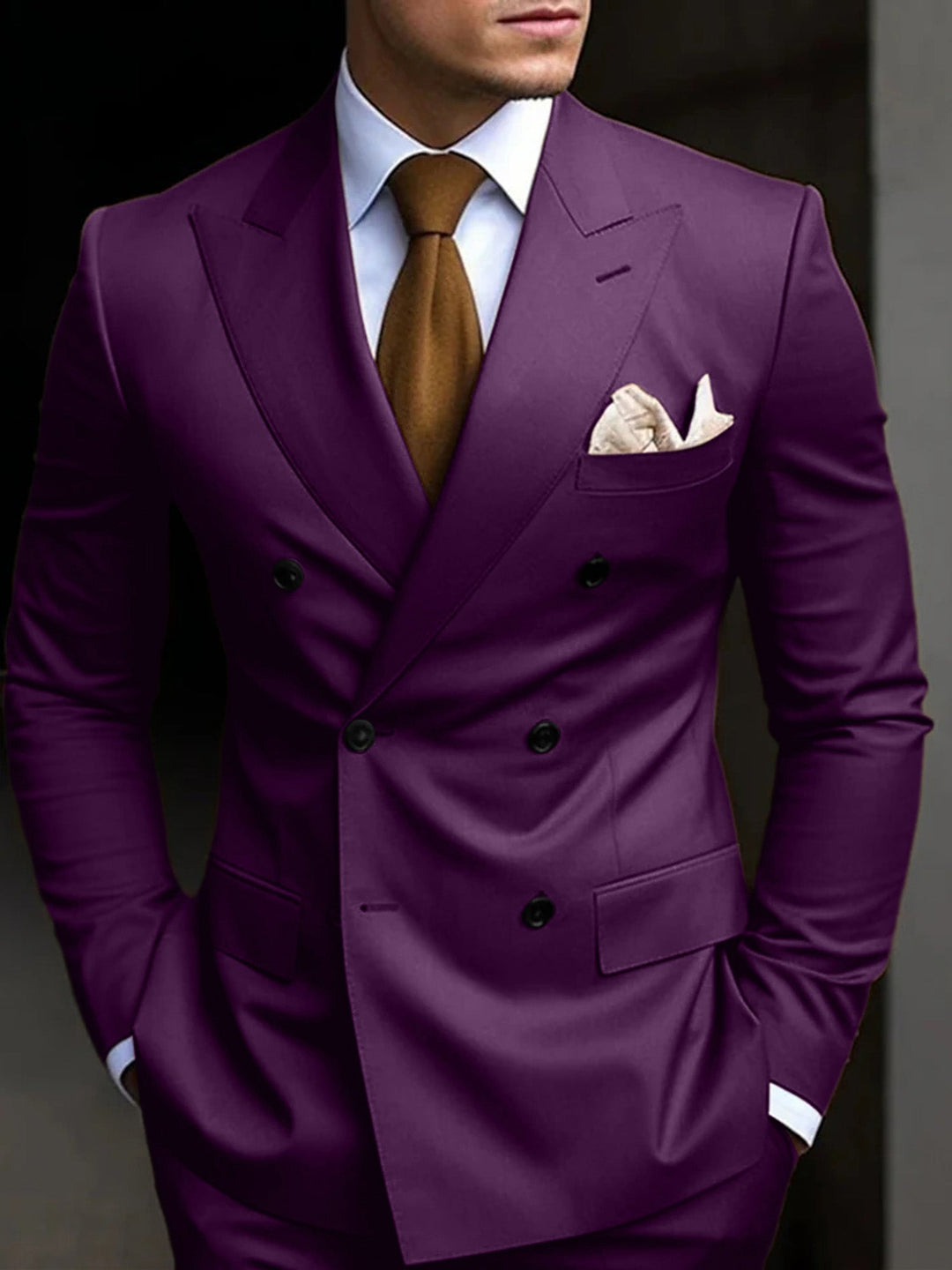 Double-Breasted Two-Piece Suit Set