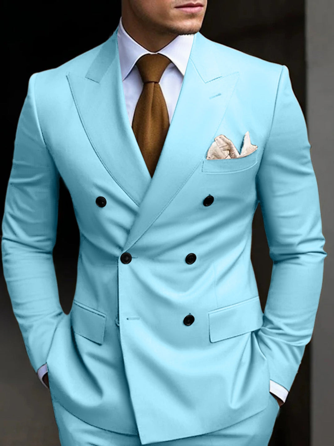Double-Breasted Two-Piece Suit Set