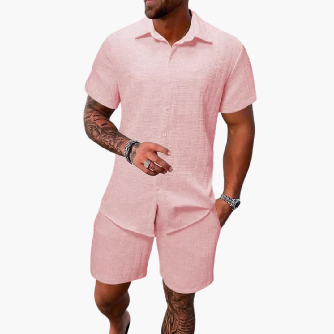 Textured Shirt and Shorts Set