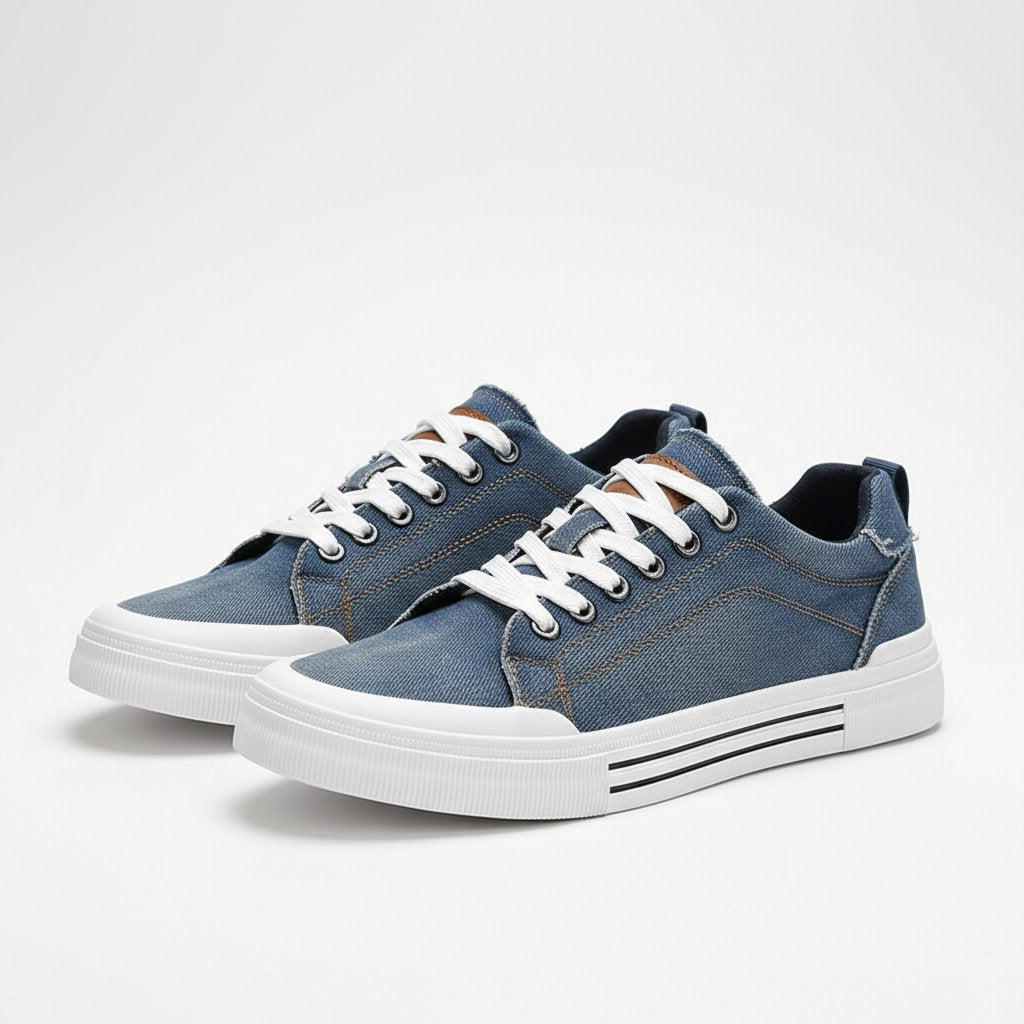 Denim-Look Low-Top Sneakers