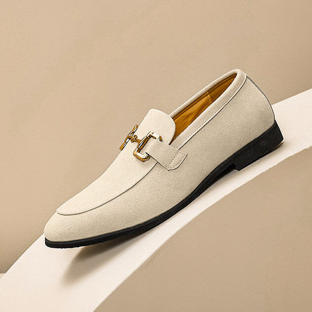 Suede-Look Loafers with Metal Detail