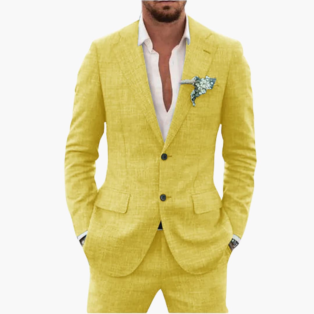 Linen-Look Blazer and Pants Set