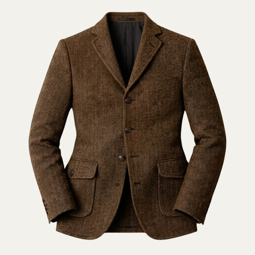 Fishbone Texture Single Breasted Blazer