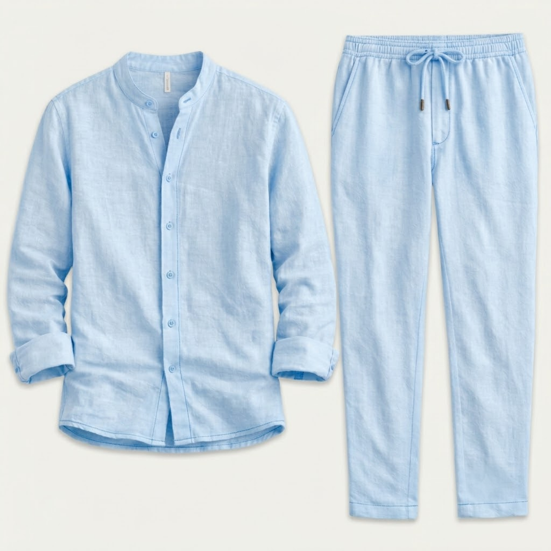 Linen-Look Shirt and Trousers Set