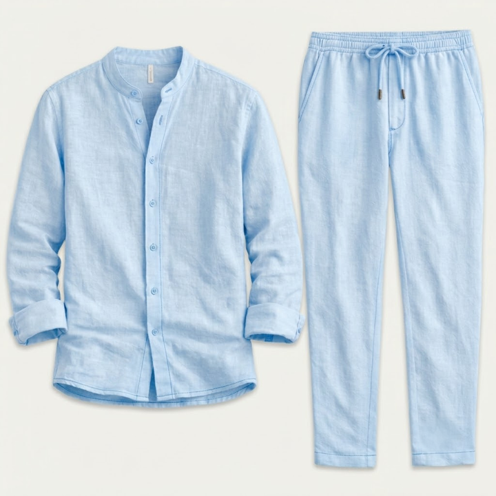 Linen-Look Shirt and Trousers Set