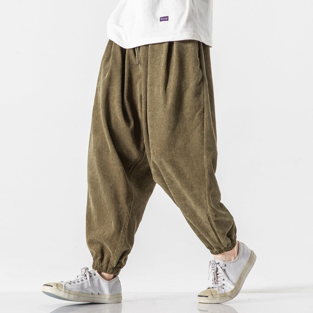 Wide-Wale Corduroy-Look Trousers