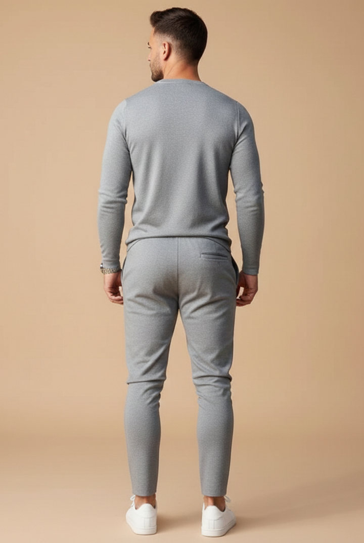 Crewneck Top and Slim Drawstring Trousers Set