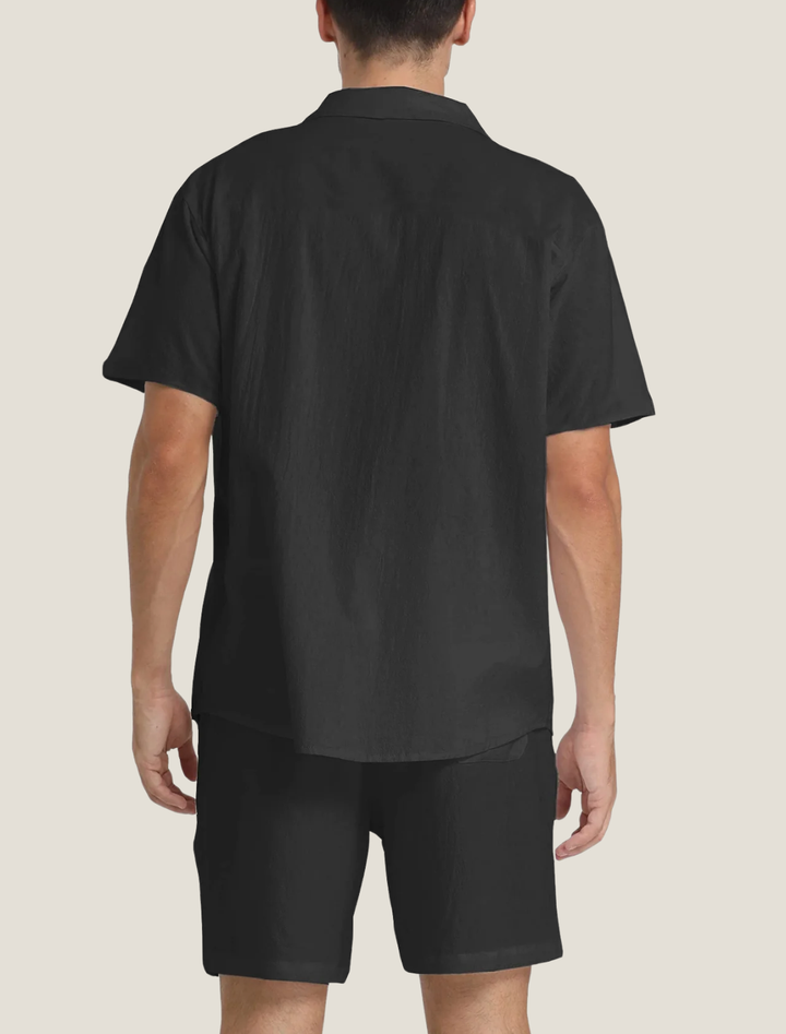 Lightweight Button Shirt and Drawstring Shorts Set