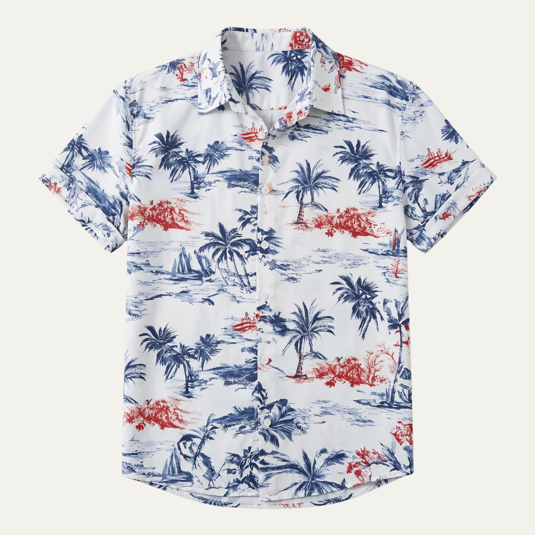 Palm Tree Print Short Sleeve Shirt