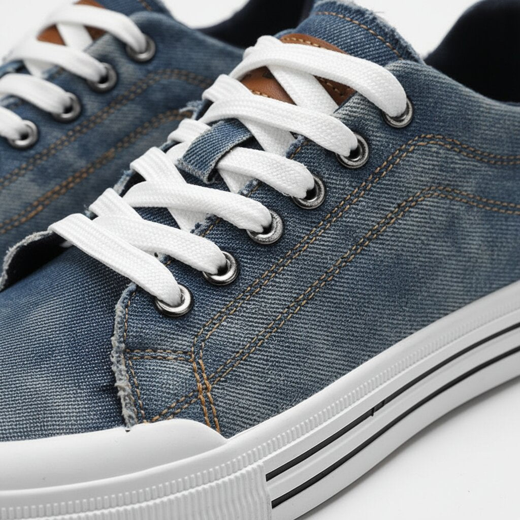 Denim-Look Low-Top Sneakers