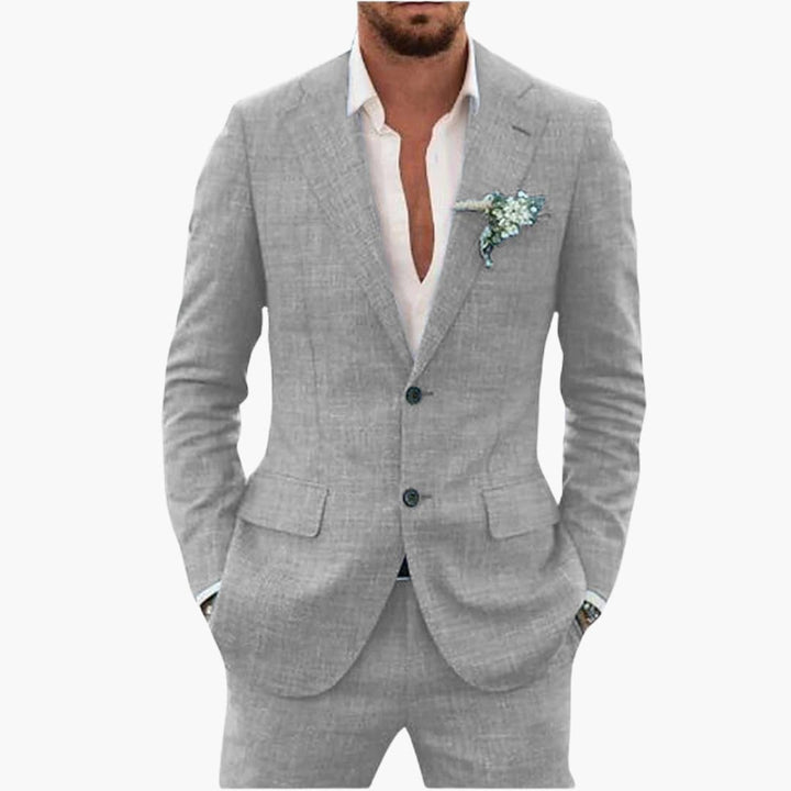 Linen-Look Blazer and Pants Set