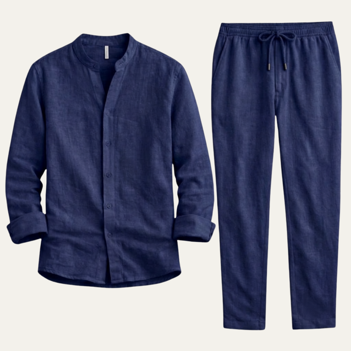 Linen-Look Shirt and Trousers Set
