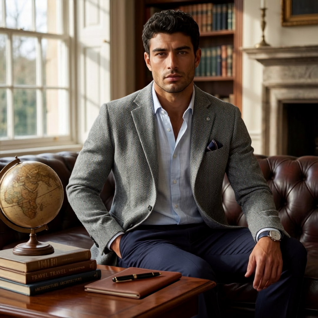 Herringbone Single Breasted Blazer