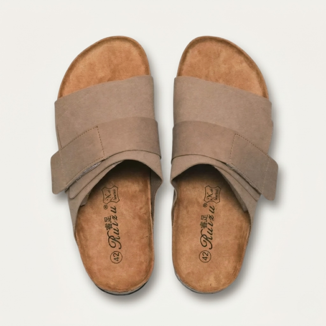 Cork-Effect Footbed Slide Sandals
