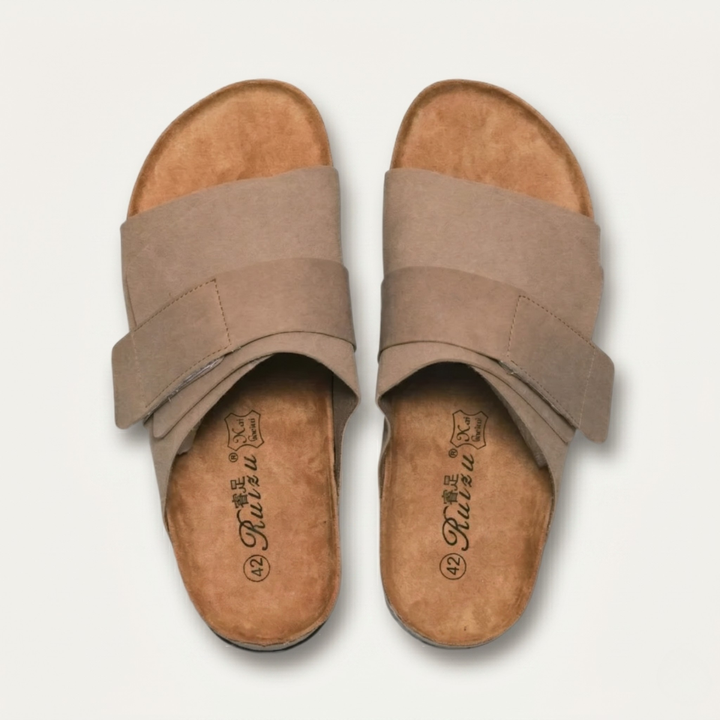 Cork-Effect Footbed Slide Sandals