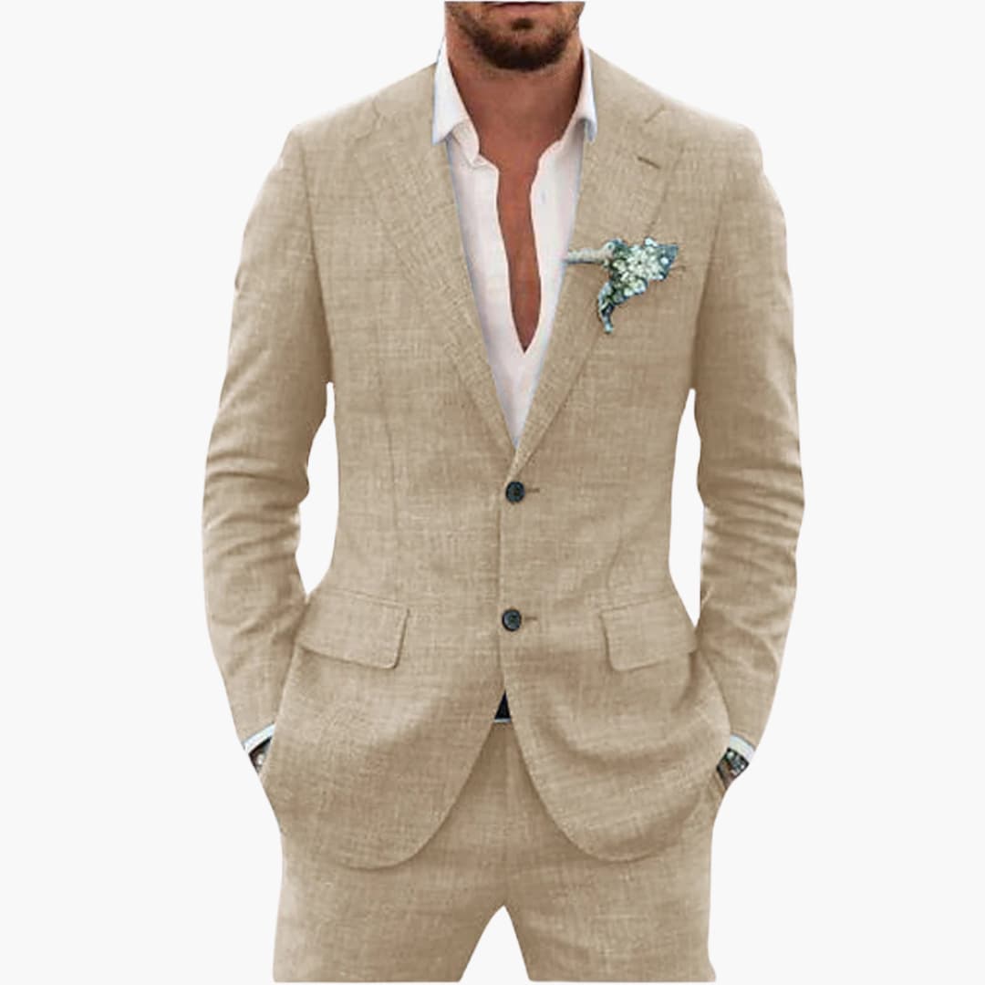 Linen-Look Blazer and Pants Set
