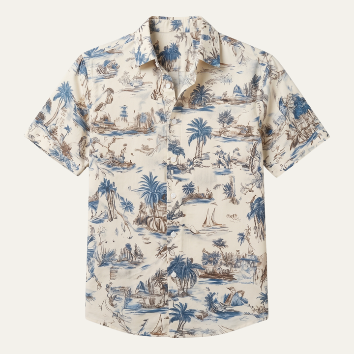 Palm Tree Print Short Sleeve Shirt