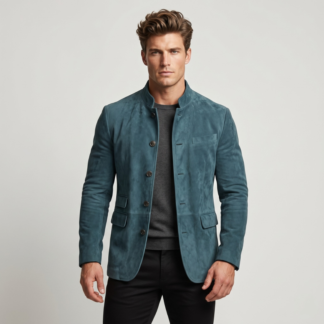 Suede-Look Single Breasted Blazer