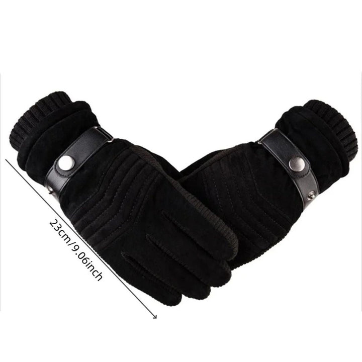 Touchscreen Winter Gloves with Leather-Look Strap