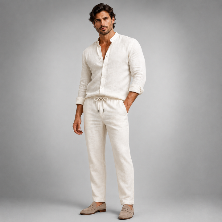 Linen-Look Shirt and Trousers Set