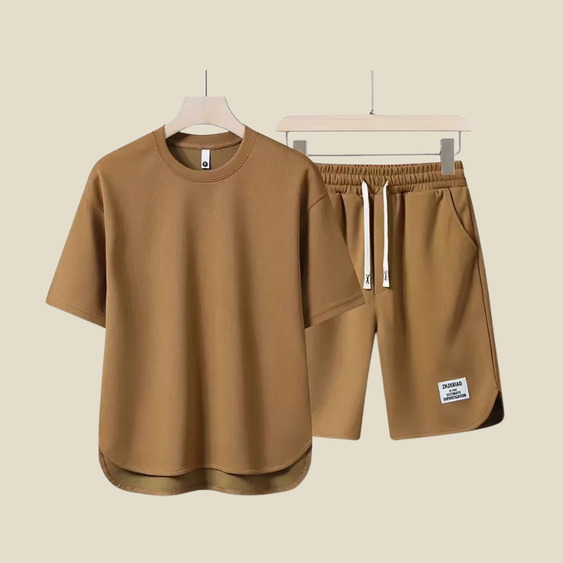Crew Neck T-Shirt and Drawstring Shorts Set