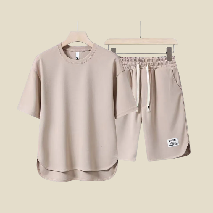 Crew Neck T-Shirt and Drawstring Shorts Set
