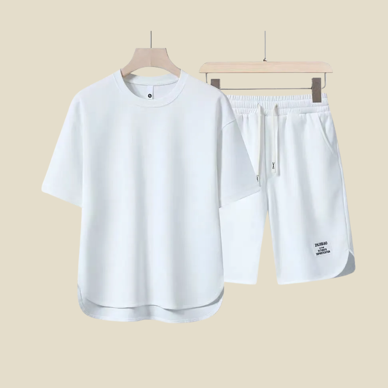 Crew Neck T-Shirt and Drawstring Shorts Set