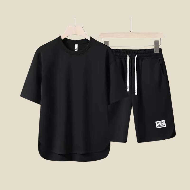 Crew Neck T-Shirt and Drawstring Shorts Set
