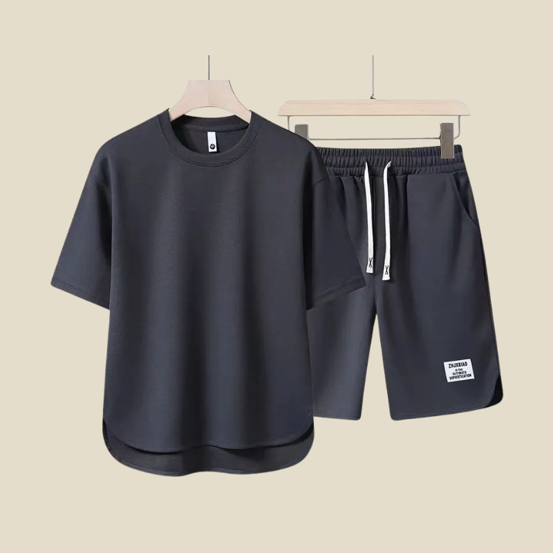 Crew Neck T-Shirt and Drawstring Shorts Set