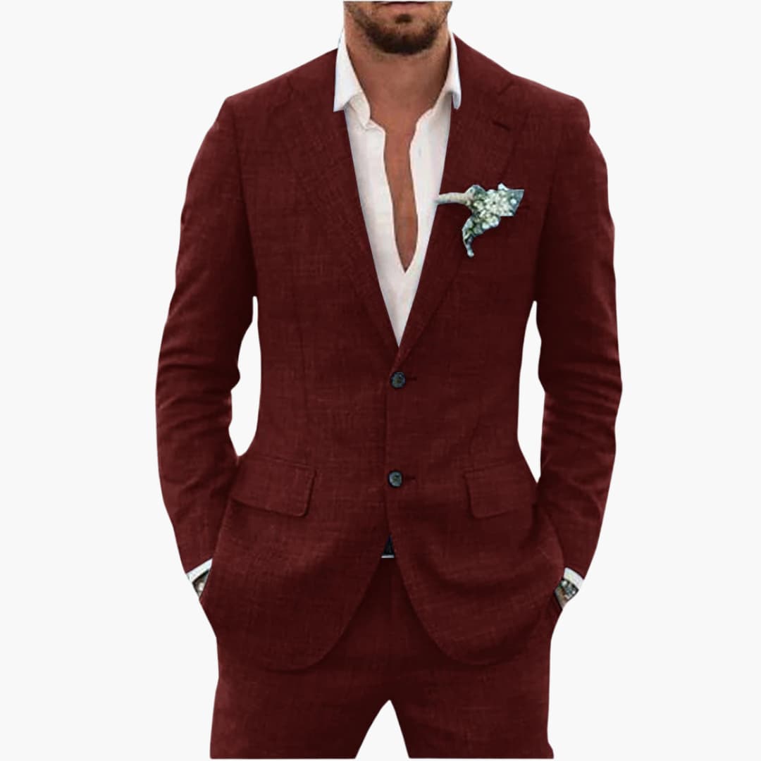 Linen-Look Blazer and Pants Set