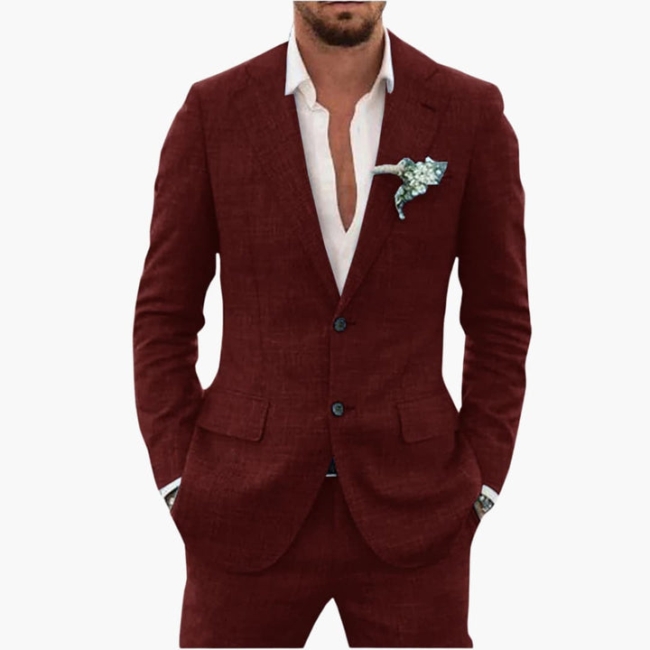 Linen-Look Blazer and Pants Set