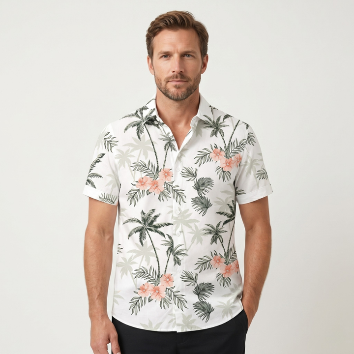 Palm Tree Print Short Sleeve Shirt