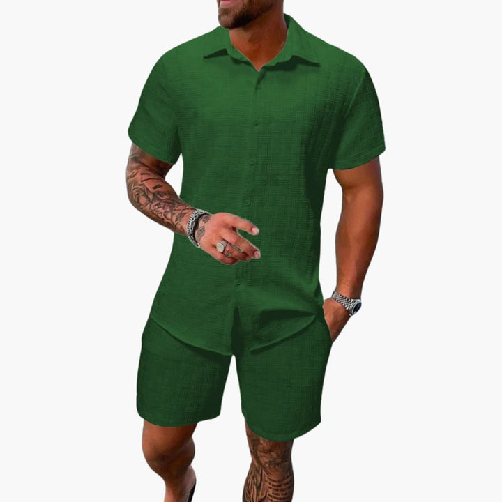 Textured Shirt and Shorts Set