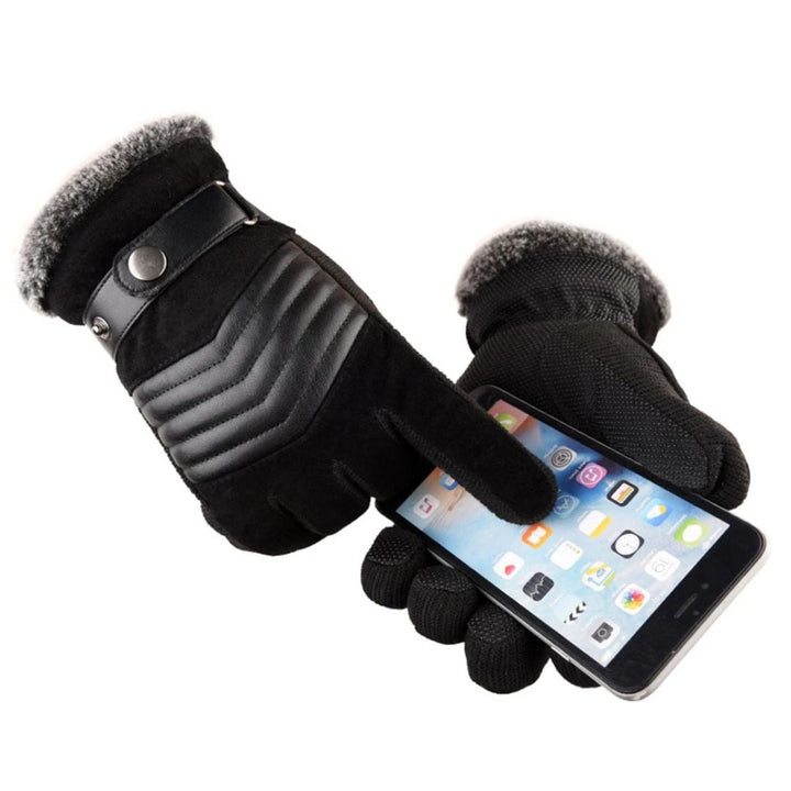 Touchscreen Winter Gloves with Leather-Look Strap