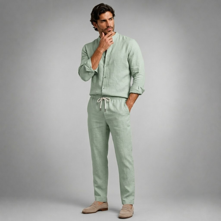 Linen-Look Shirt and Trousers Set