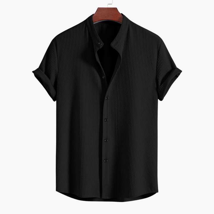 Textured Stand Collar Shirt