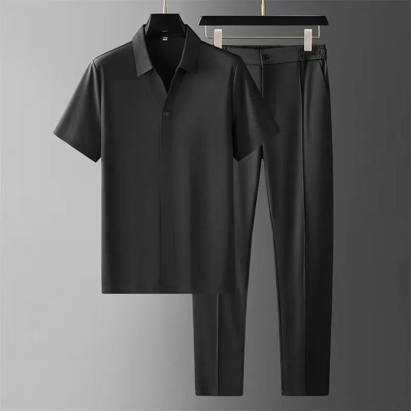 Polo Shirt and Straight Leg Trousers Set