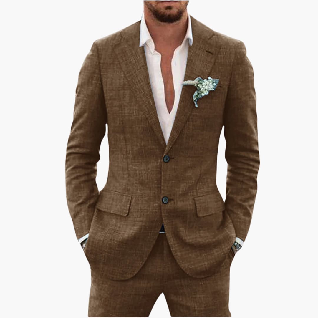 Linen-Look Blazer and Pants Set