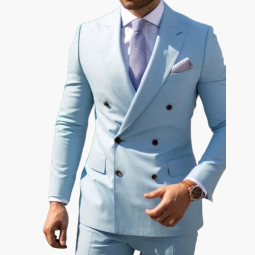 Double-Breasted Suit and Slim Trouser Set