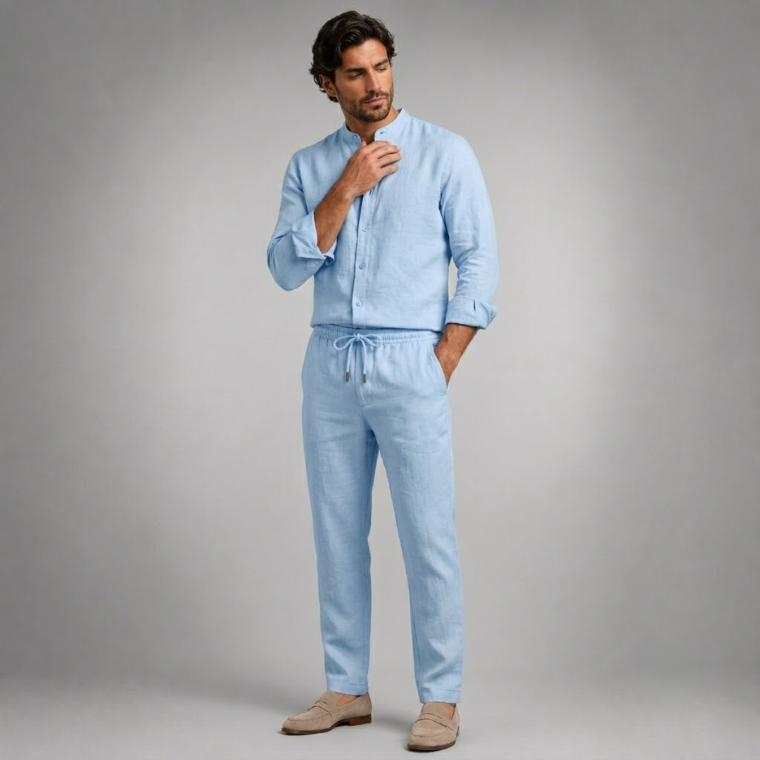 Linen-Look Shirt and Trousers Set