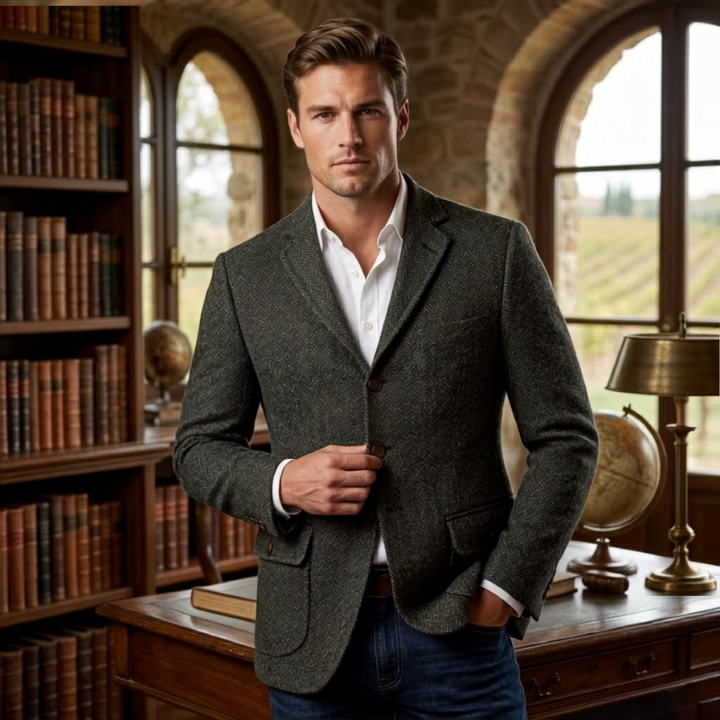 Fishbone Texture Single Breasted Blazer