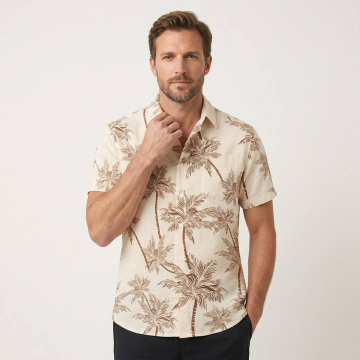 Palm Tree Print Short Sleeve Shirt