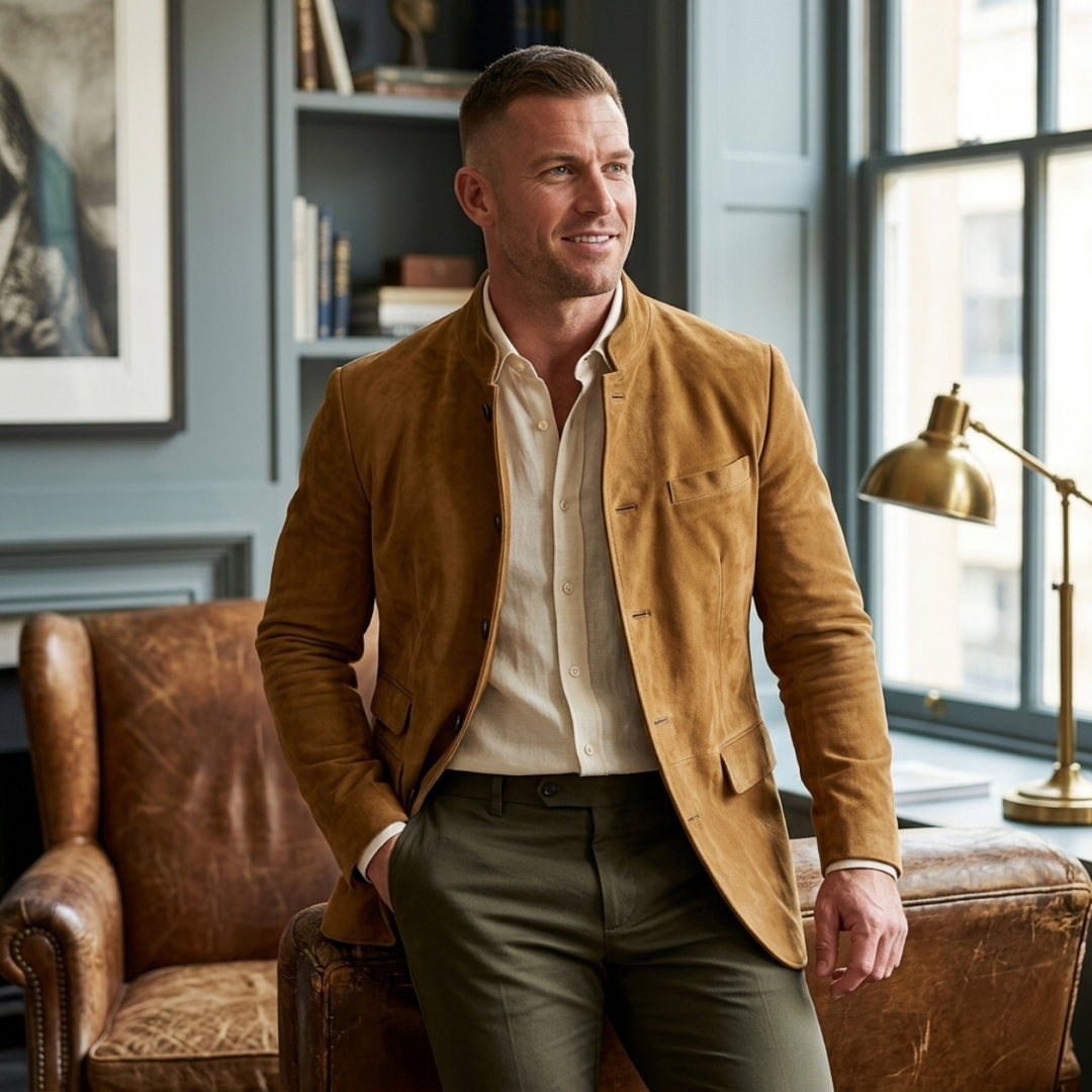 Suede-Look Single Breasted Blazer