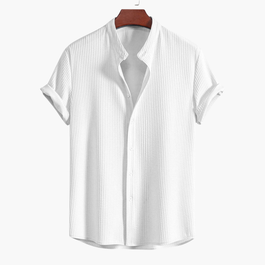 Textured Stand Collar Shirt