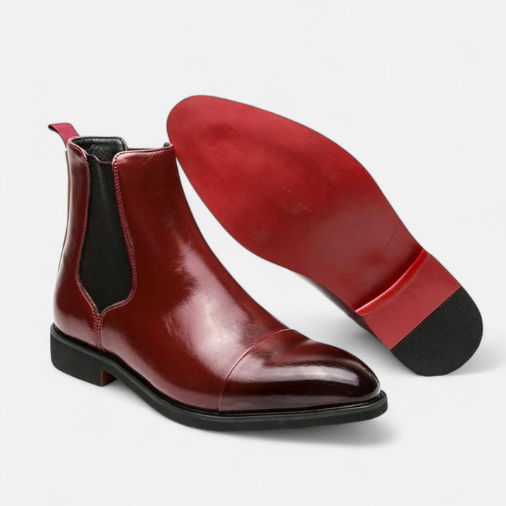 Black Chelsea Boots with Red Sole