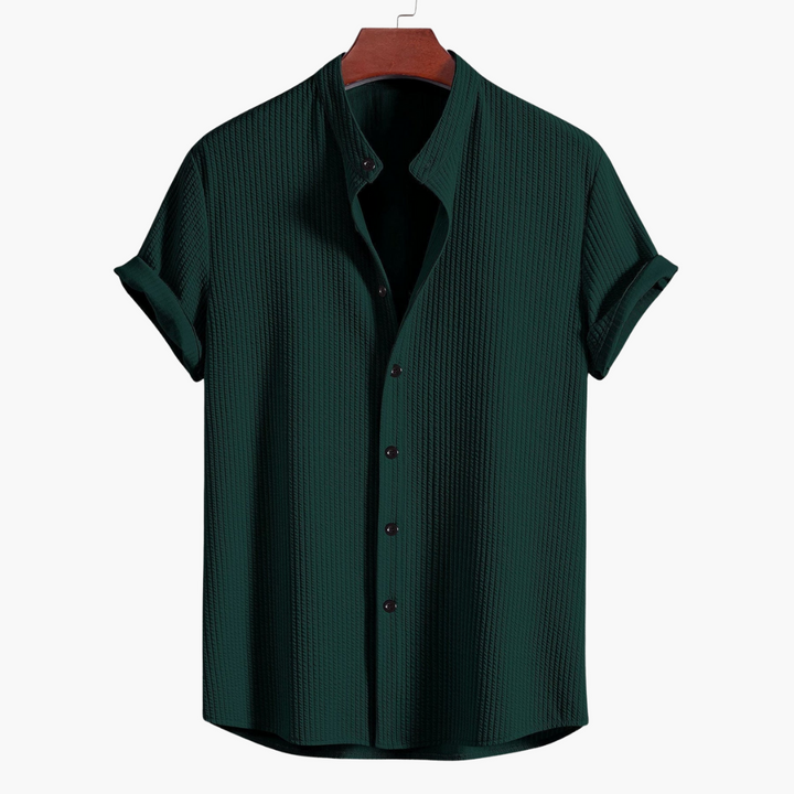 Textured Stand Collar Shirt
