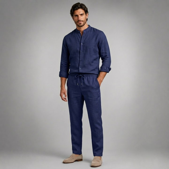 Linen-Look Shirt and Trousers Set