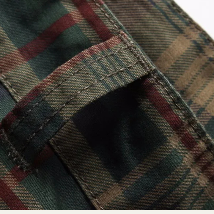 Plaid Multi-Pocket Cargo Shorts